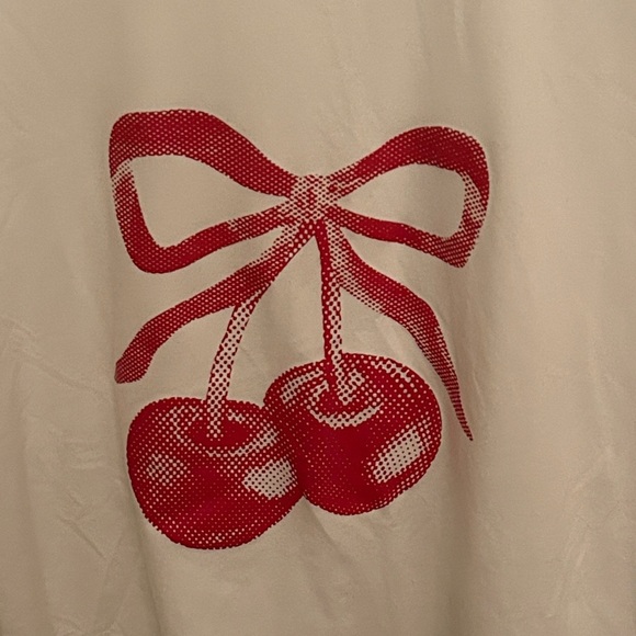 SHEIN White Tee with Red Cherry Design, size S - Picture 2 of 4